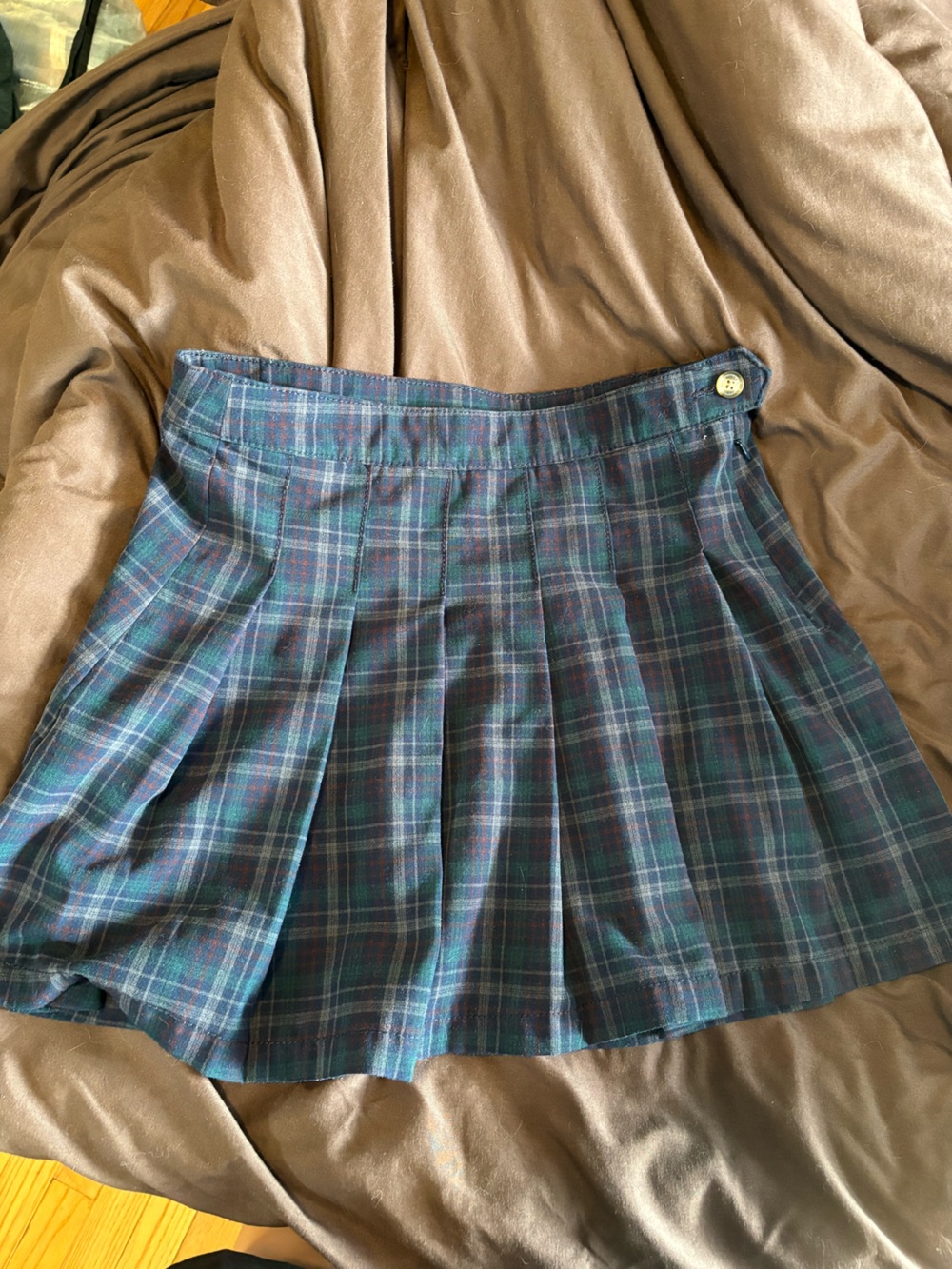 American Eagle Outfitters Blue Green Plaid Pleated Skirt